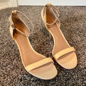 Halogen patent Leather Nude sandal, worn once